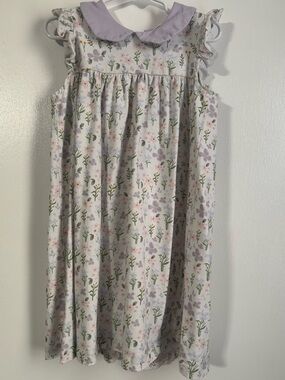 Girls Lavender Floral Peter Pan Collar Dress